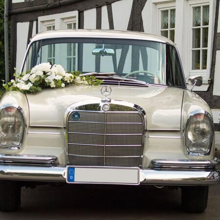 Mercedes Heckflosse Oldtimer Hochzeitsauto